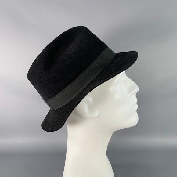 CHAPEAU FLECHET Vintage Size M Black Felt Fedora Hat - Picture 1 of 9